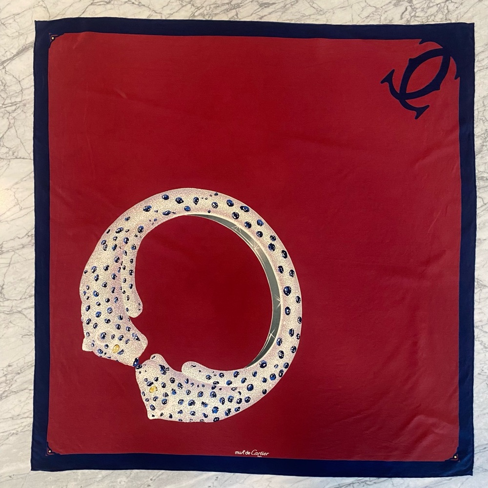 ♦️SOLD♦️Cartier Jeweled Panthere Silk Scarf